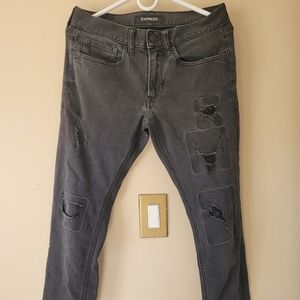 Gray Distressed Denim Jeans